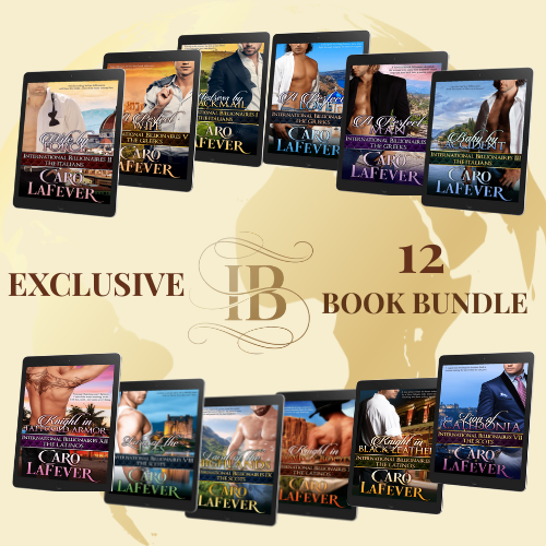 12 book bundle image - all 12 ebooks centered around IB logo, exclusive bundle, billionaire romance 